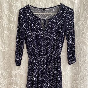 H&M Blue and White Long-sleeve Dress